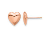 14K Rose Pink Gold Polished Puffed Heart Earrings